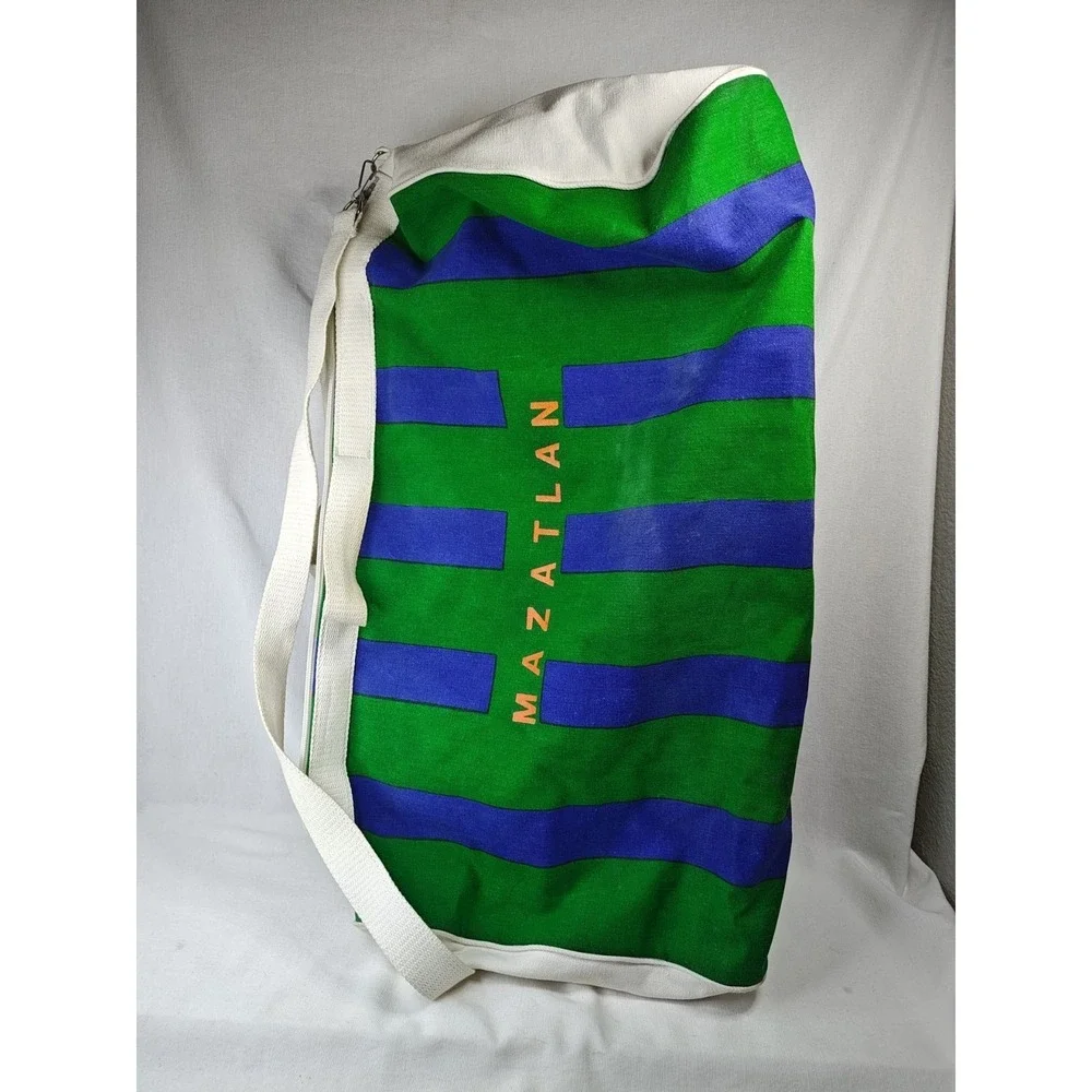 Vintage 1987 Poco Loco Club Mazatlan Mexico Canvas Duffle Bag Parrot Neon 80s‎